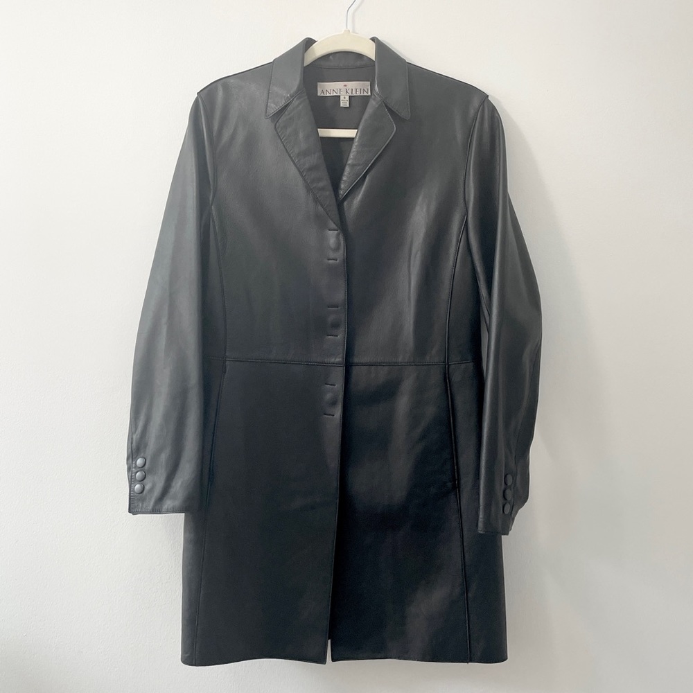 Anne Klein Genuine Leather Trench Coat
